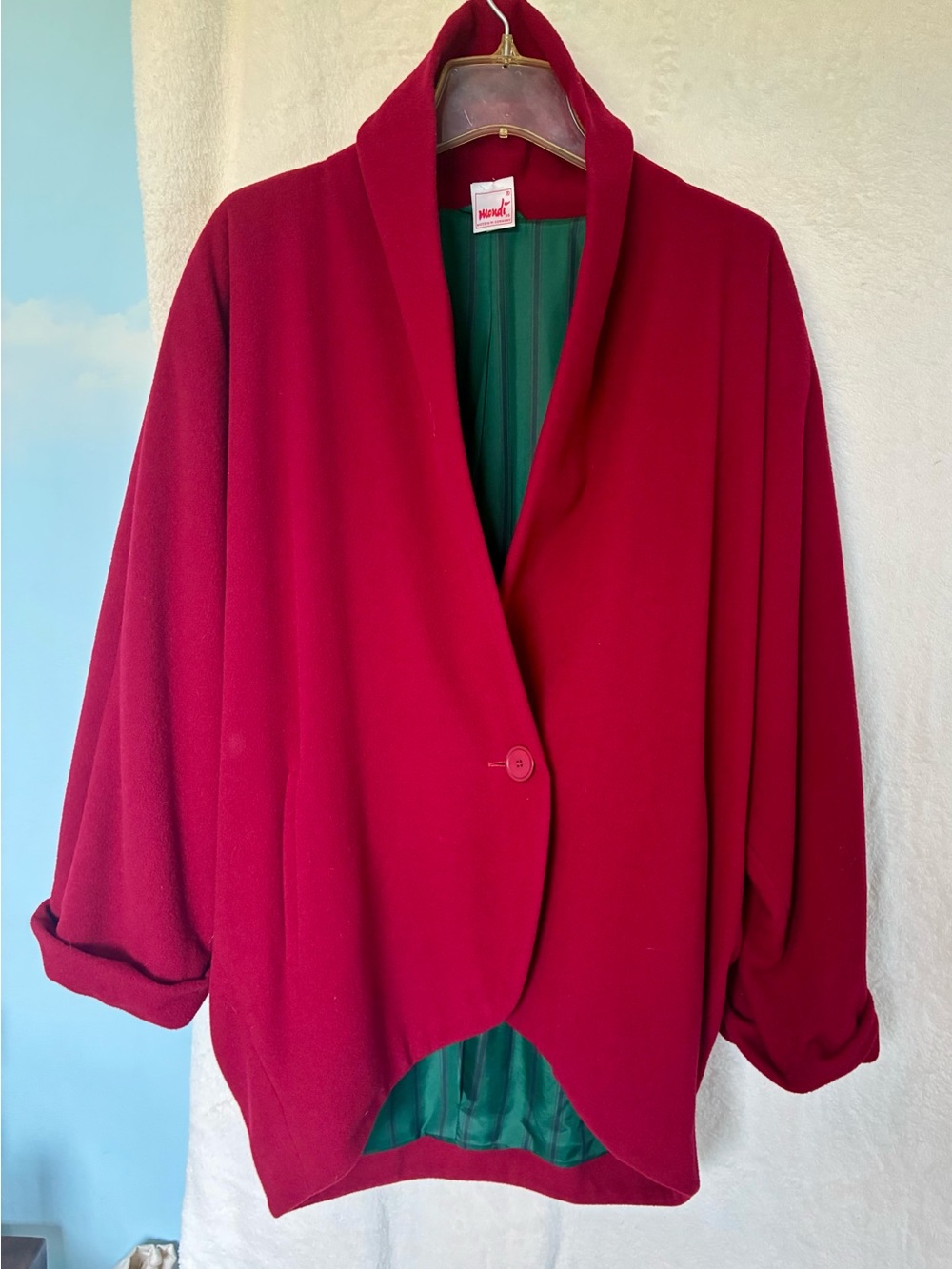 Women’s Mondi Shawl Collar Red Coatigan Jacket - Vintage